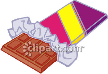 Partially Unwrapped Chocolate Candy Bar   Royalty Free Clipart Image
