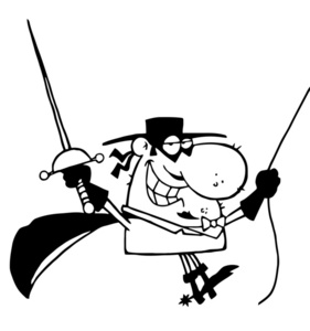 Rope Clipart Black And White Black And White Bandit Swinging From A