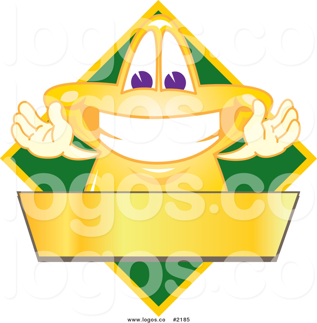 Royalty Free Vector Logo Of A Cartoon Star School Mascot Over A Green    