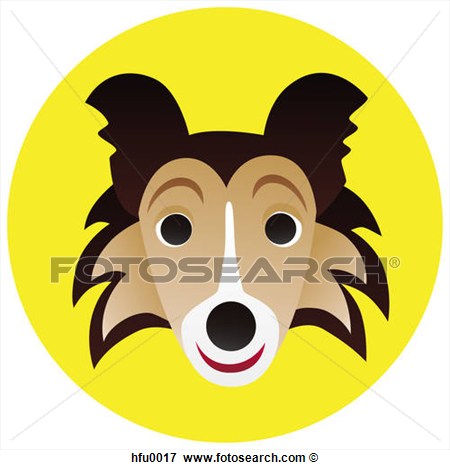 Sheepdog On A Yellow Circular Background Hfu0017   Search Eps Clipart