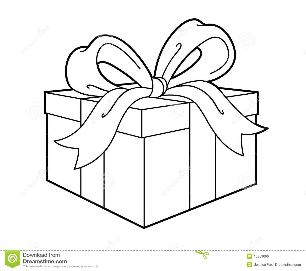 Simple Black Line Art Drawing Of A Present Or Gift  Colors Can Be