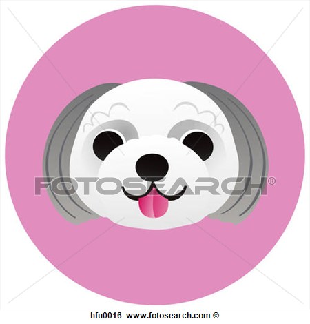 Stock Illustration Of A Shih Tzu On A Pink Circular Background Hfu0016