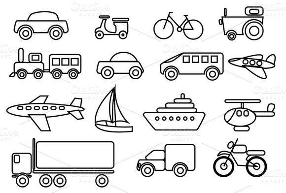 Transportation Vector Clip Art Set   Illustrations On Creative Market