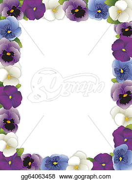 Vector Art   Pansy Flower Frame Spring Violas In Lavender Purple