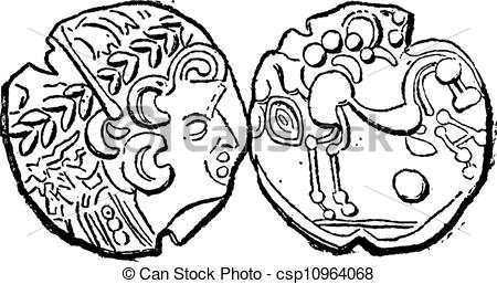 Celtic Gold Coin Vintage Engraving      Csp10964068   Search Clipart    