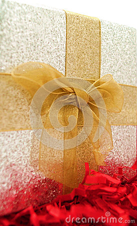 Christmas Gift Gold Silver Glitter Royalty Free Stock Photo   Image