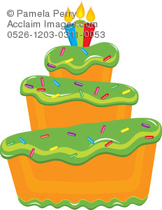 Clip Art Illustration Of A Bakery Cake With Candy Sprinkles And