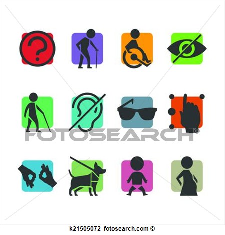 Clipart Of Vector Colorful Icon Set Of Access Signs For Physically
