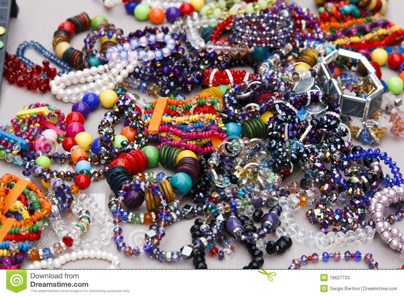 Collection Of Colourful Costume Jewelry Such As Bracelets And