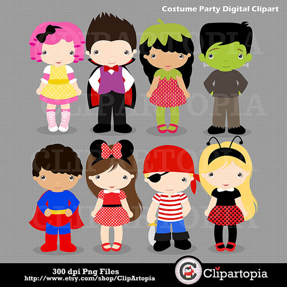 Costume Party Digital Clipart   Kids Costume Clip Art   Monster Mash