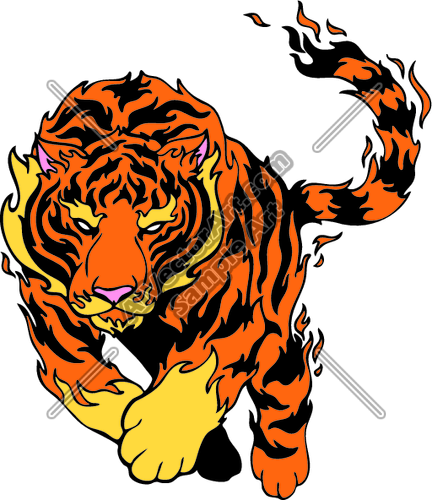 Flaming Tiger Yellow And Black Clipart And Vectorart  Sports Mascots