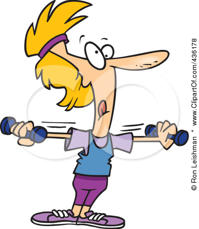 Free Rf Clipart Illustration Of A Blond Woman Lifting Light Dumbbells
