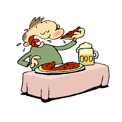 Gnurf Character Eating Pizza And Drinking Beer