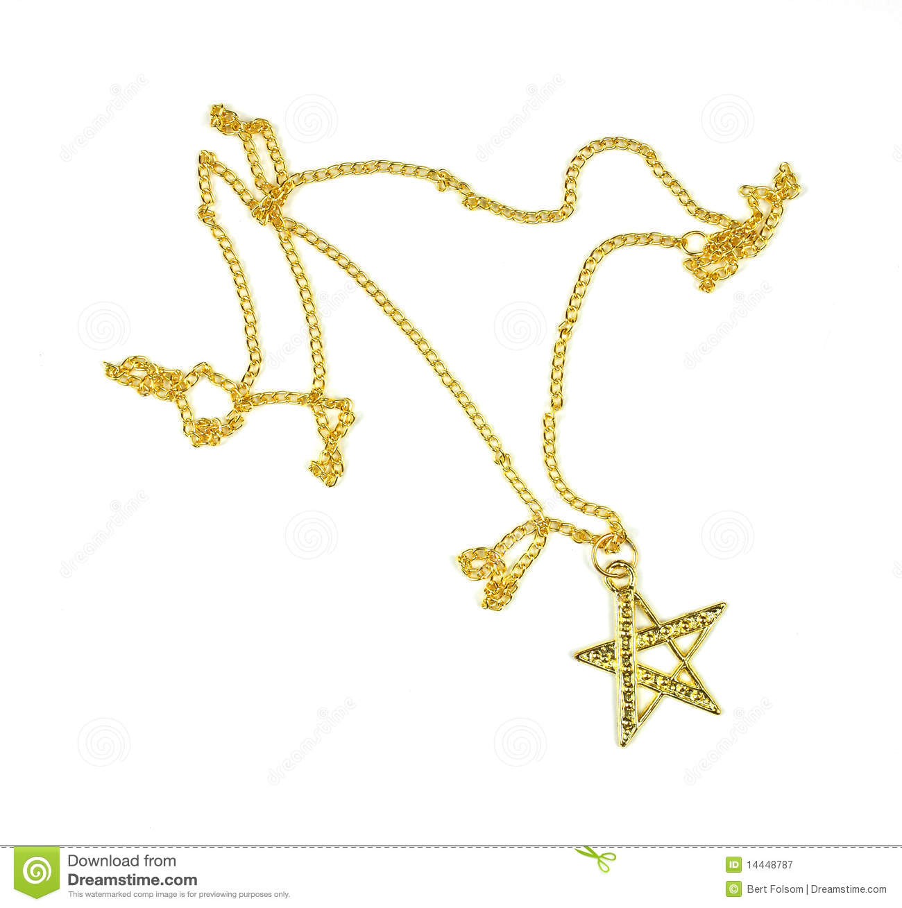 Gold Star With Chain Costume Jewelry Royalty Free Stock Photography