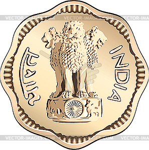 Indian Money Coin With National Symbol   Vector Clip Art