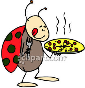 Ladybird Eating Pizza   Royalty Free Clipart Picture