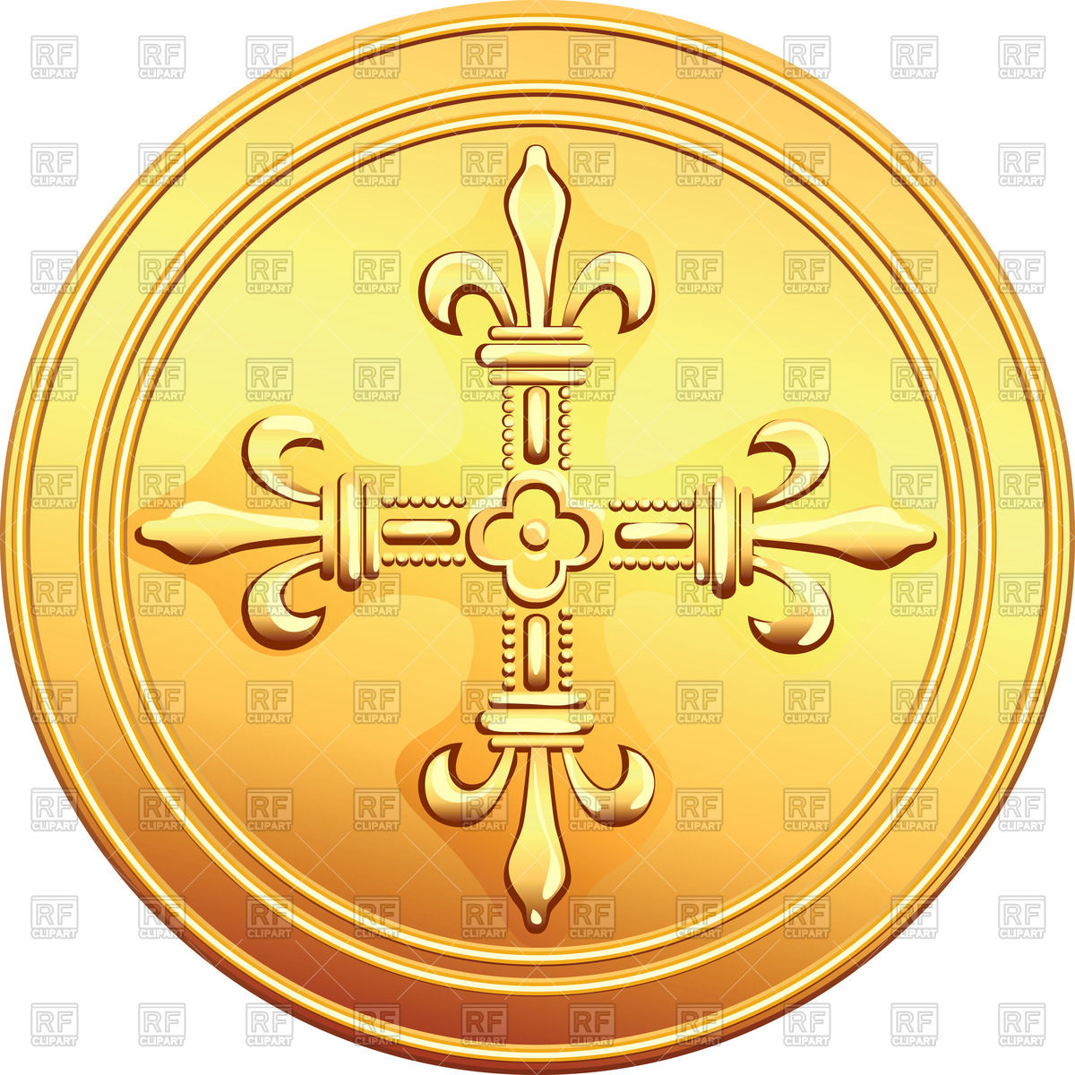 Old French Gold Coin With The Flowering Crowns Cross Download Royalty    