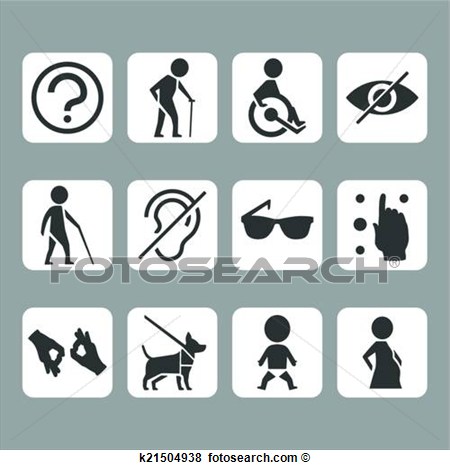 Vector Icon Set Of Access Signs For Physically Disabled People View