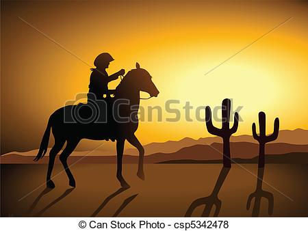 Vector Of Wild Wild West   Silhouette Illustration Of A Cowboy Riding