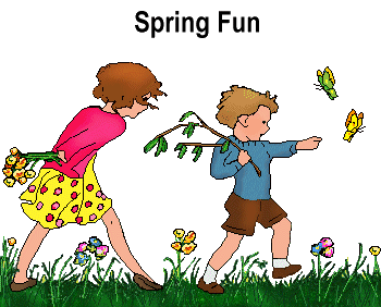 View Spring Clip Art Of Children In Grass With Flowers And Butterflies