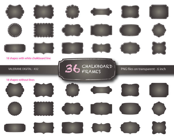 36 Chalkboard Frame Or Label Chalkboard Clip Art Chalkboard Digital