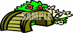 Arch Bridge In A Garden   Royalty Free Clipart Picture