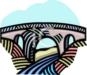 Arch Bridge Over A Stream   Royalty Free Clipart Picture