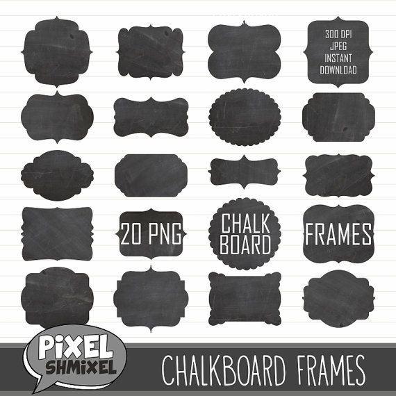 Chalkboard Frames Digital Chalkboard Label Clipart By Pixelshmixel  3