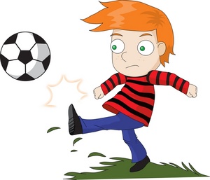Clipart Illustration Of A Red Haired Boy Kicking A Soccer Ball 0071
