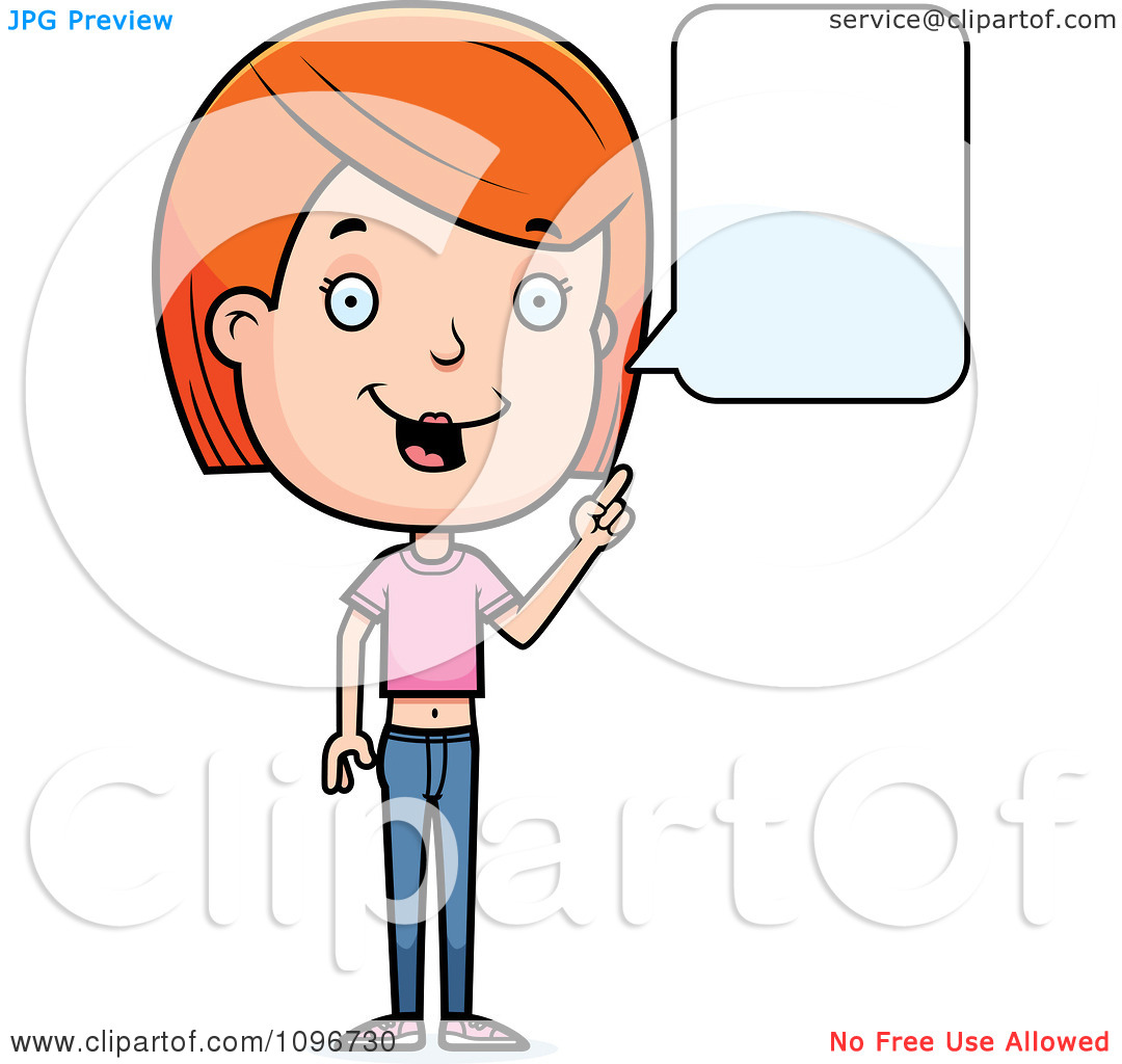 Clipart Red Head Adolescent Teenage Girl Talking   Royalty Free Vector