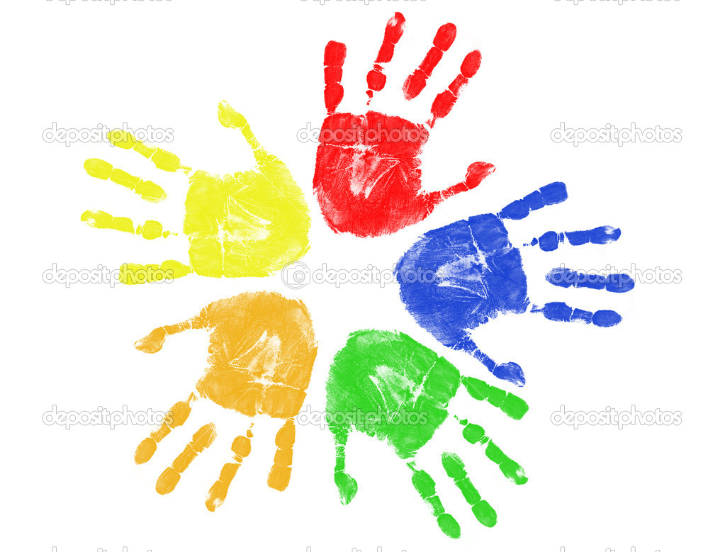 Colorful Hand Prints   Stock Vector   Roxanabalint  4059025