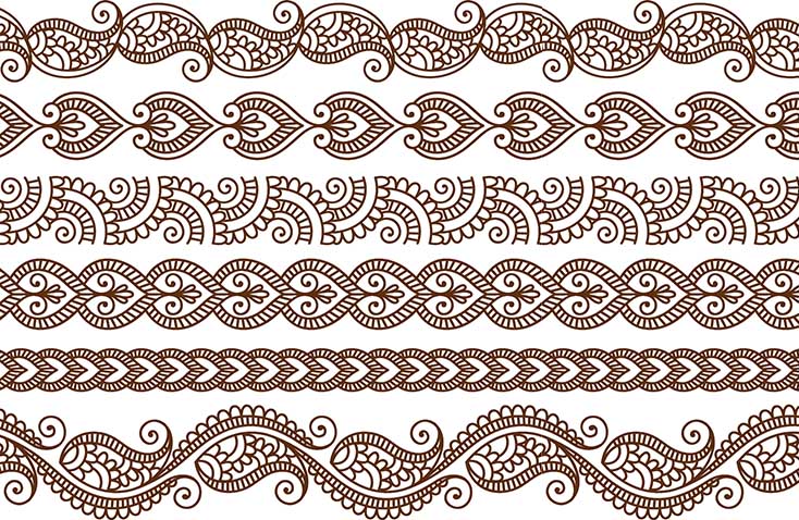 Digital Embroidery Digitizing Borders Designs Indian Motif Henna