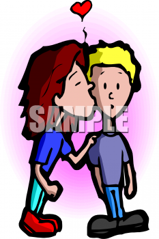 Girl Kissing A Boy Clipart Picture