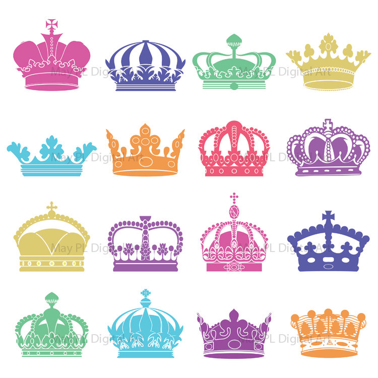 Items Similar To Silhouette Clip Art Crowns Digital Crown Clipart    