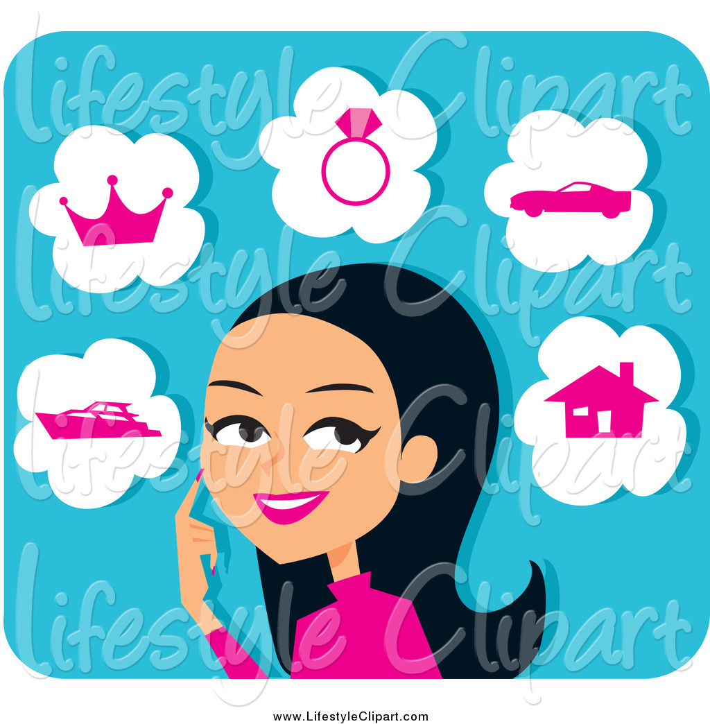 Lifestyle Clipart Of A Pretty Hispanic Woman Thinking Of Her Future By
