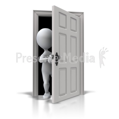 Looking Out Six Panel Door Presentation Clipart