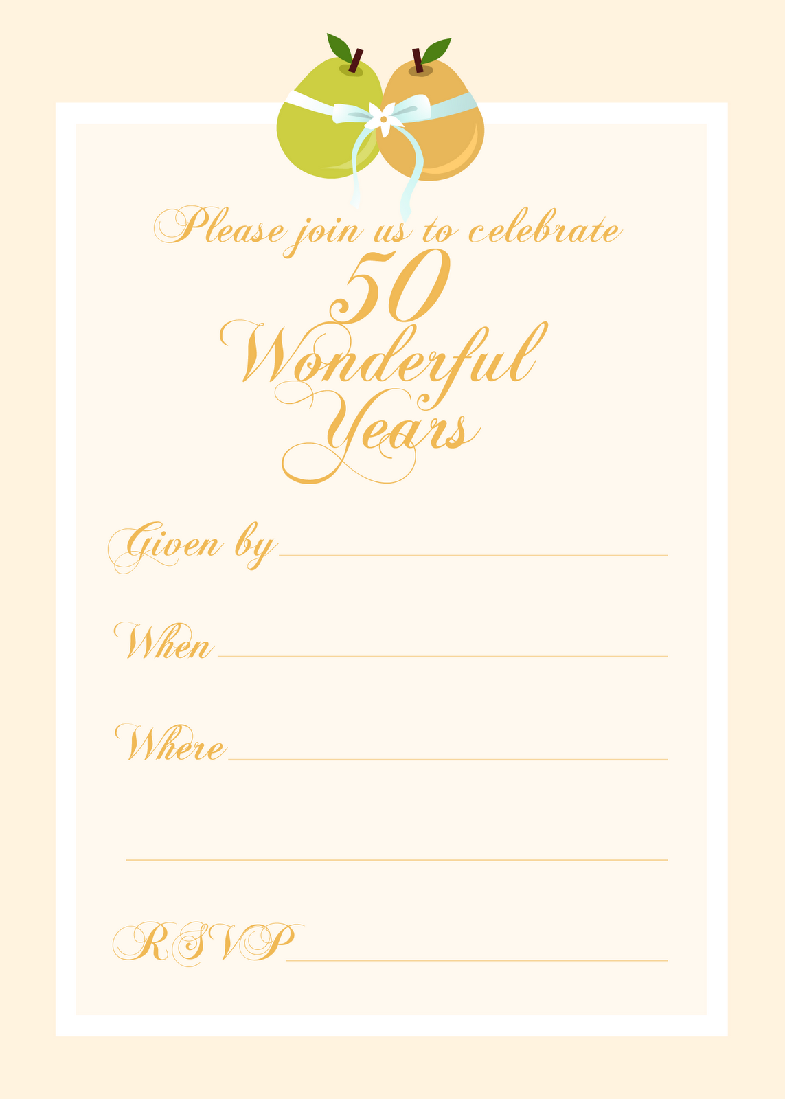 Party Invitations  Free 50th Wedding Anniversary Invitation Template
