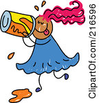 Rf Clipart Illustration Of A Childs Sketch Of A Girl Drinking Soda