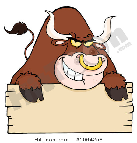 Bull Clipart  1064258  Tough Bull And Blank Sign By Hit Toon