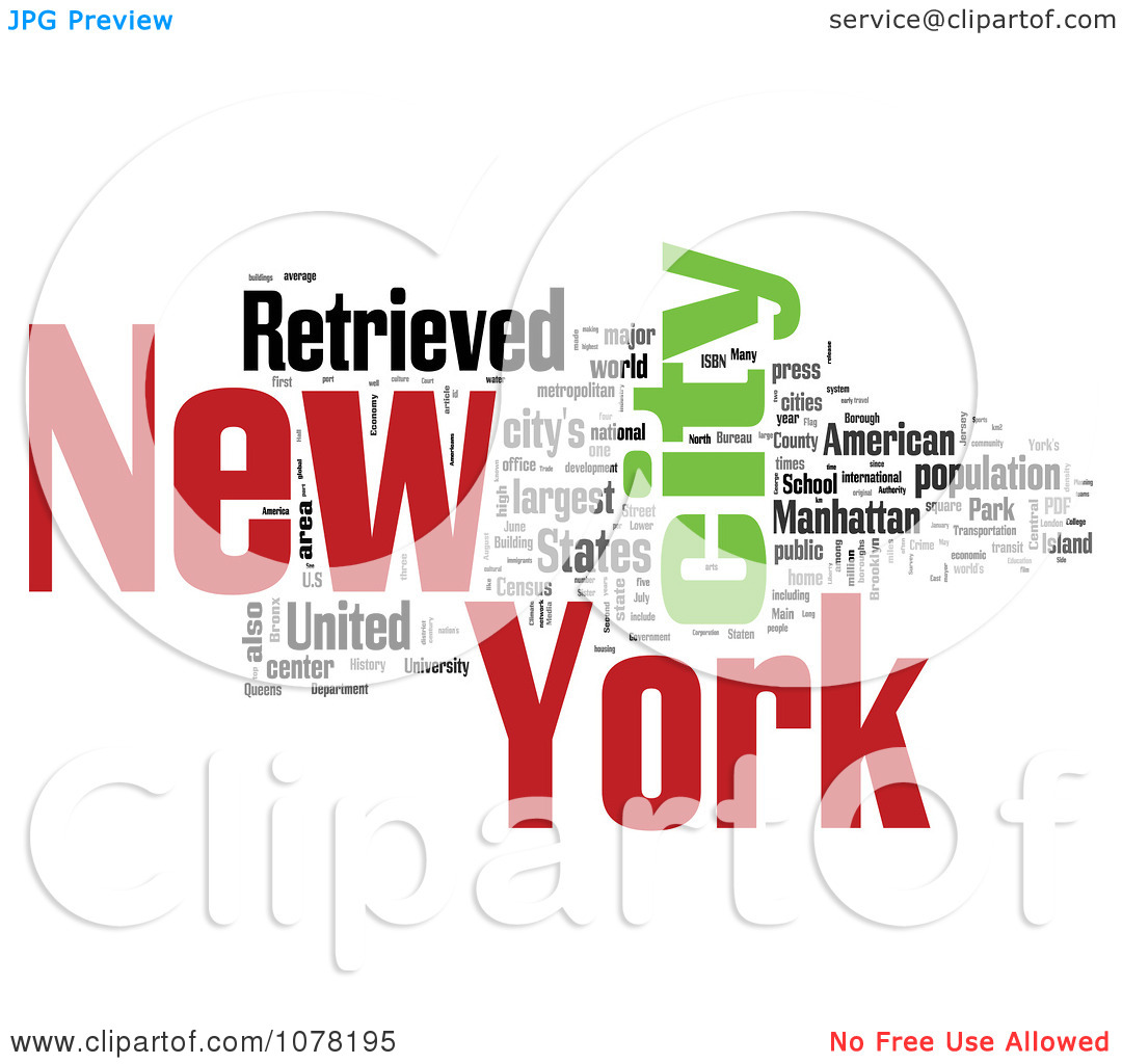 Clipart Colorful New York City Word Collage 1   Royalty Free    