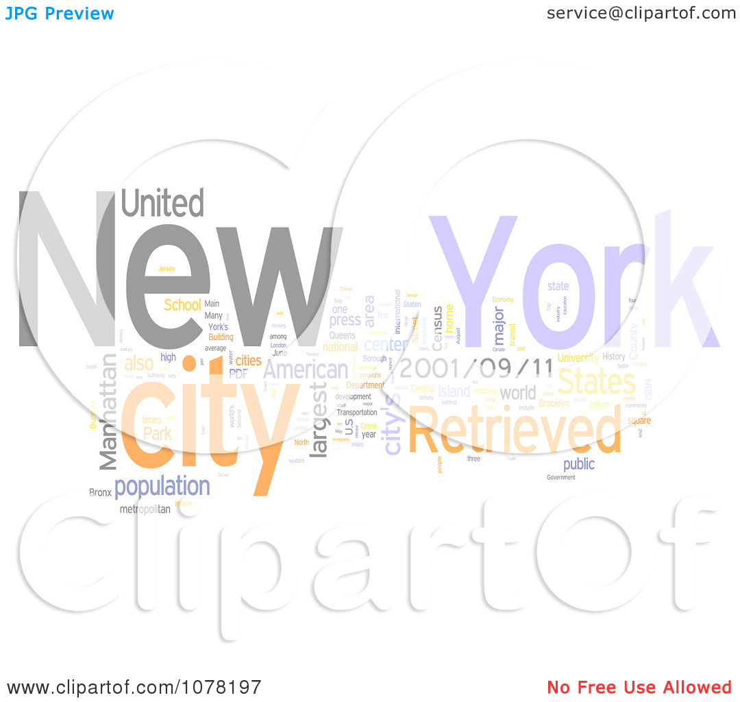 Clipart Colorful New York City Word Collage 2   Royalty Free    