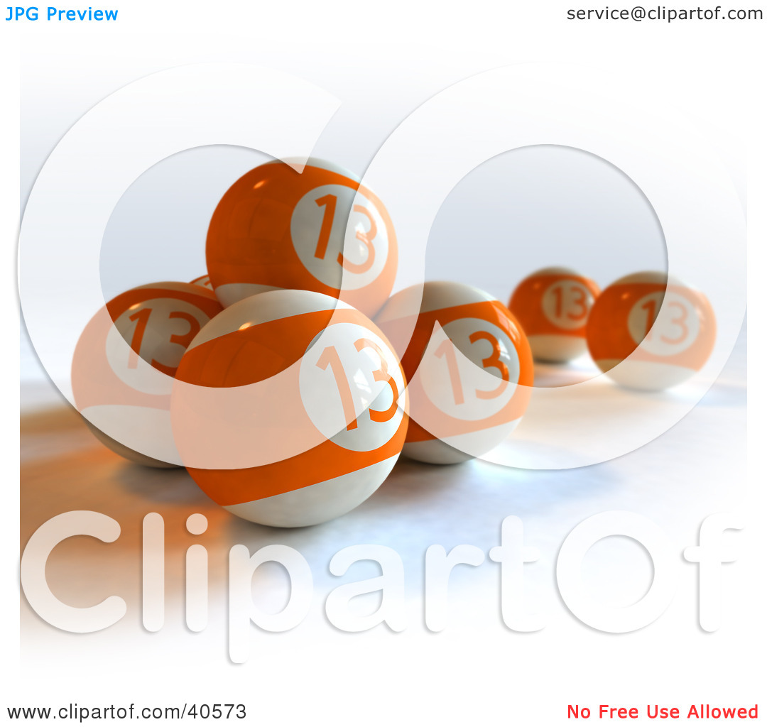 Clipart Illustration Of Orange Lucky Thirteen Pool Balls By Franck