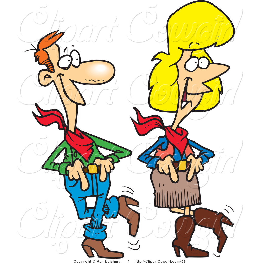 Clipart Of A Cartoon Western Couple Line Dancing By Ron Leishman    53