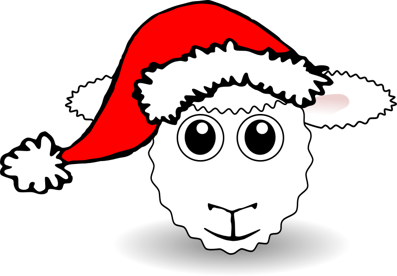 Funny Sheep Face White Cartoon With Santa Claus Hat By Palomaironique