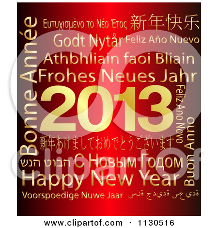 Gold And Red Happy New Year 2013 Word Collage By Macx