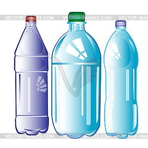 Plastic Bottles With Water   Vector Clipart