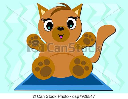 Vectors Illustration Of Cat On A Blue Mat   Here Is A Balancing Cat