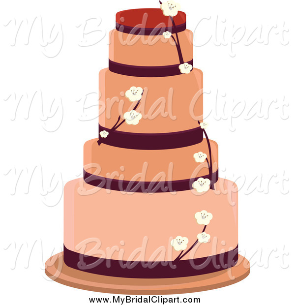 Bridal Clipart Of A Tiered Blossom Wedding Cake By Randomway    757