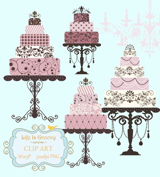 Cakes   4 Large Multi Tier Cakes   Stands Unique Clipart For Do It