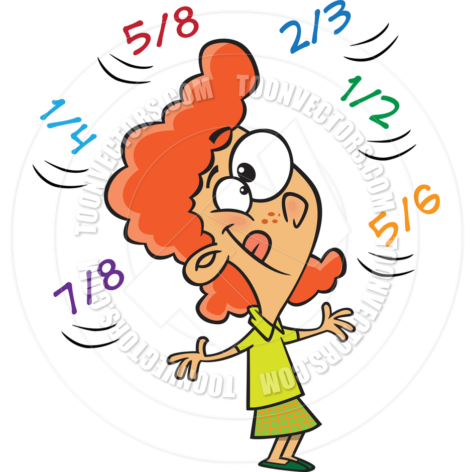 Cartoon Fractions Math Girl By Ron Leishman   Toon Vectors Eps  124957